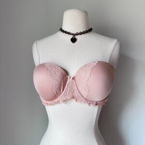 Victoria’s Secret Tan / nude lace underwire strapless bra